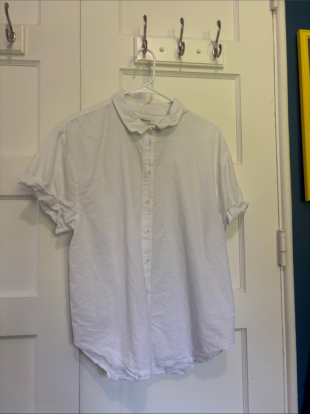 Madewell | Cropped Sleeve White Button-Up Shirt